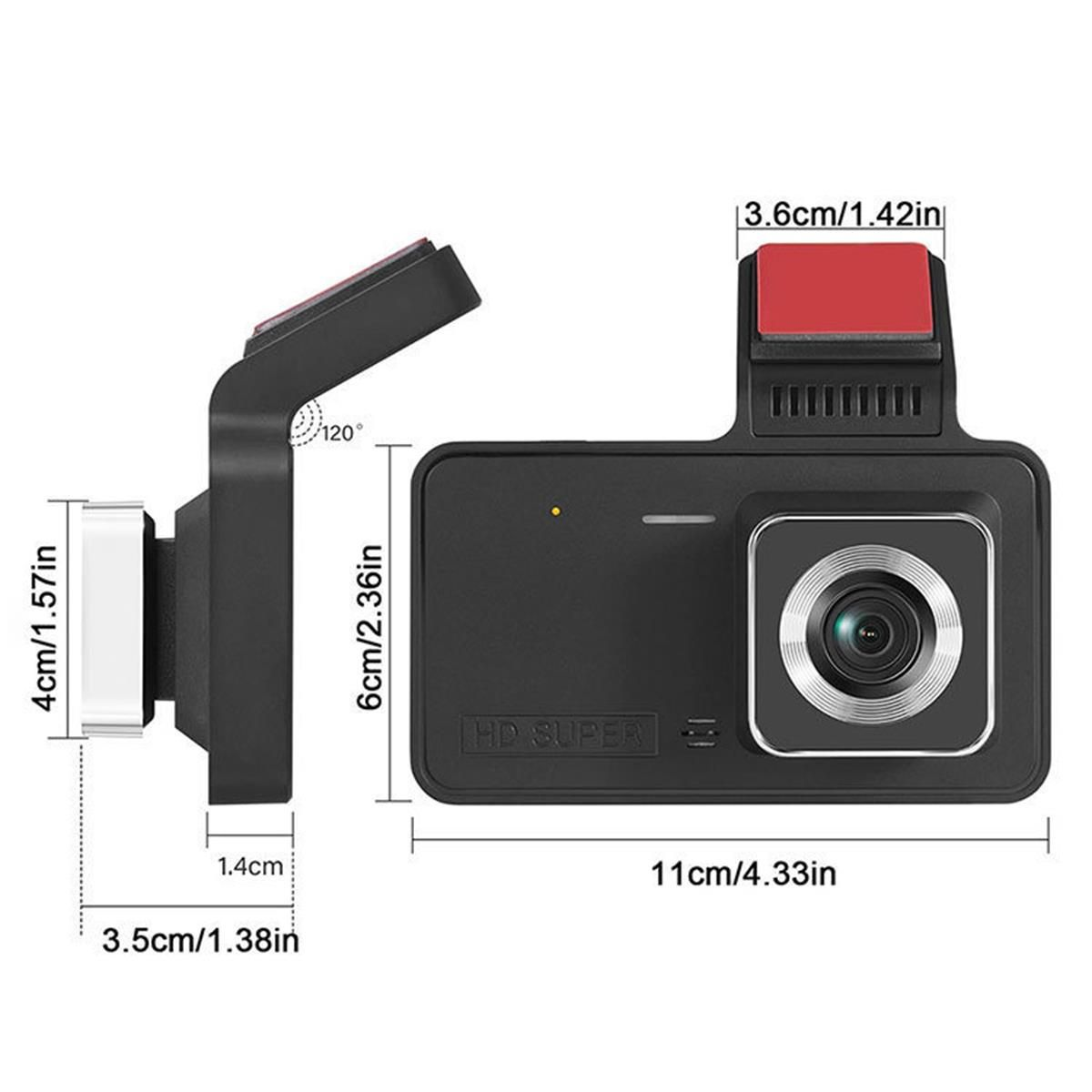 Dashcam size side and back